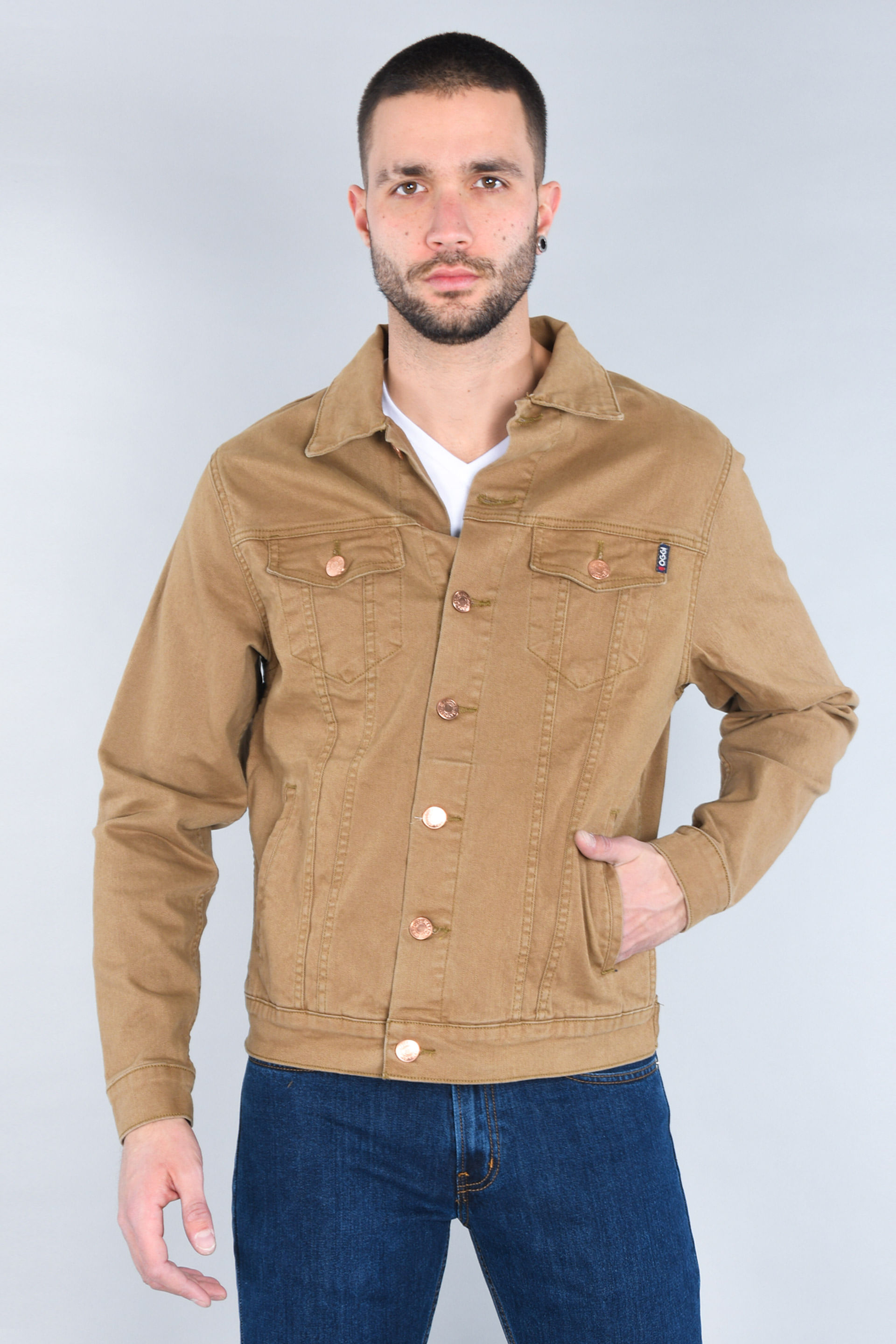 Chamarra Oggi - Moda Hombre Slim Gabardina Khaki