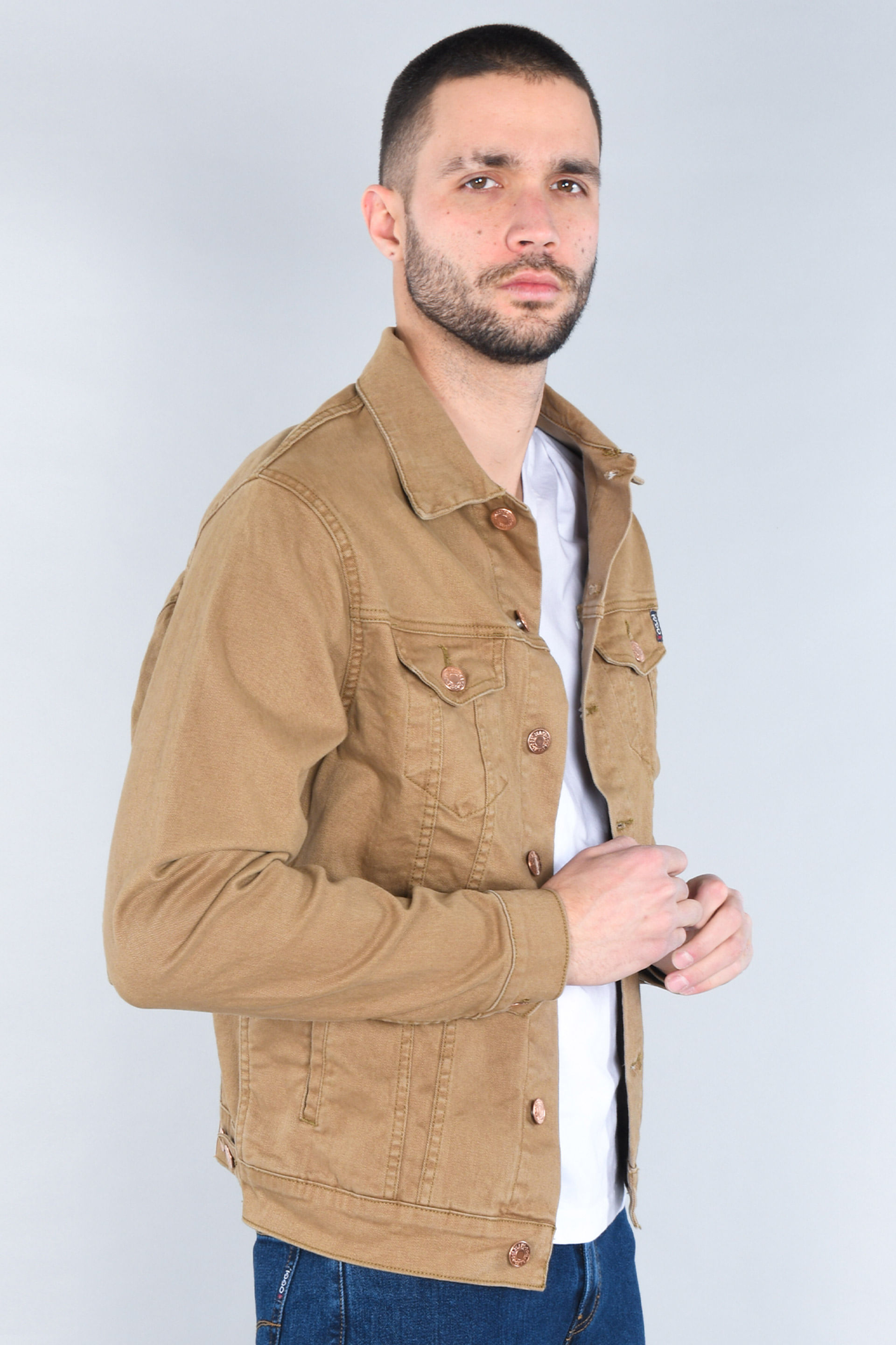 Chamarra Oggi - Moda Hombre Slim Gabardina Khaki