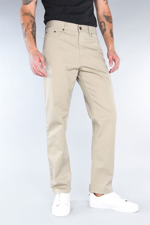 Pantalón Oggi Hombre Gabardina Khaki Power Straight