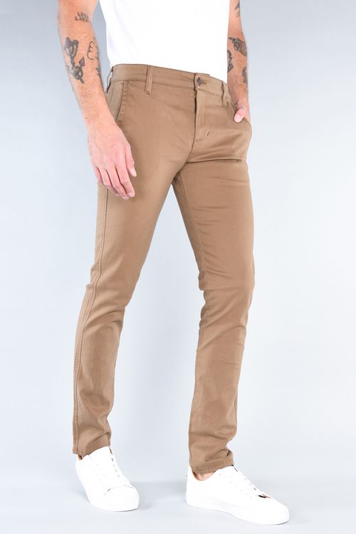 Pantalón Chinos Oggi Hombre Gabardina Café Claro 30798 Skinny