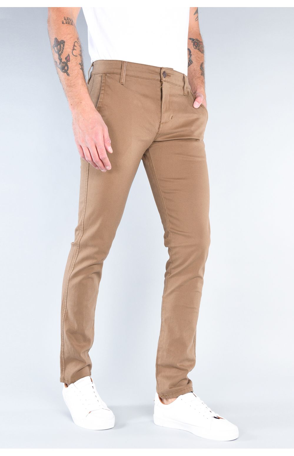 Pantalón Chinos Oggi Hombre Gabardina Café Claro 30798 Skinny