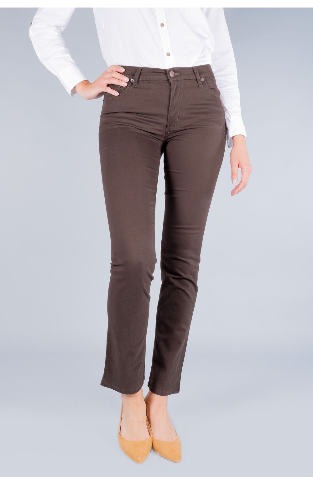 Pantalón Oggi Mujer Gabardina Cáfe Atraction 29633 Straight