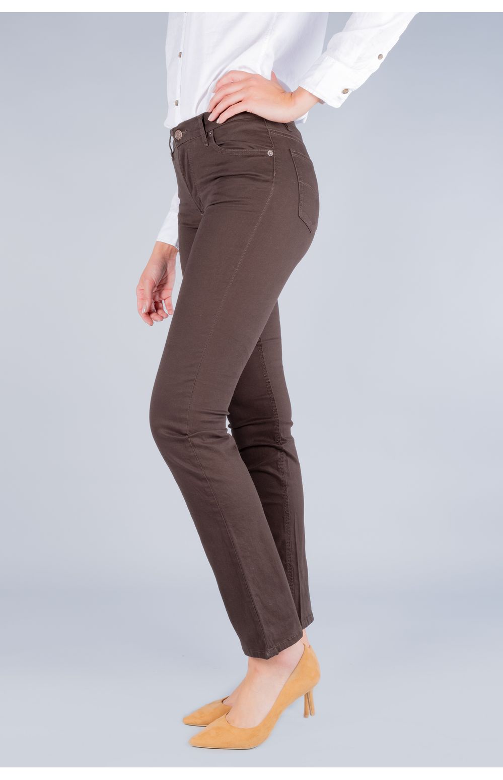 Pantalón Oggi Mujer Gabardina Cáfe Atraction 29633 Straight