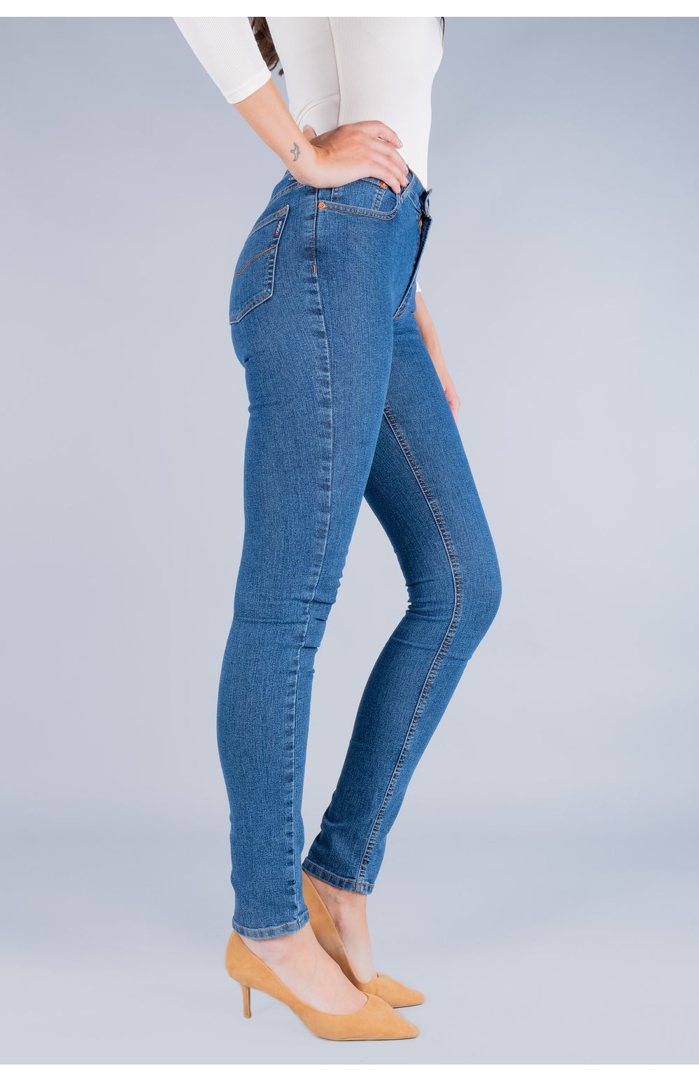 Jeans Oggi Mujer Mezclilla Azul Medio Passion Slim