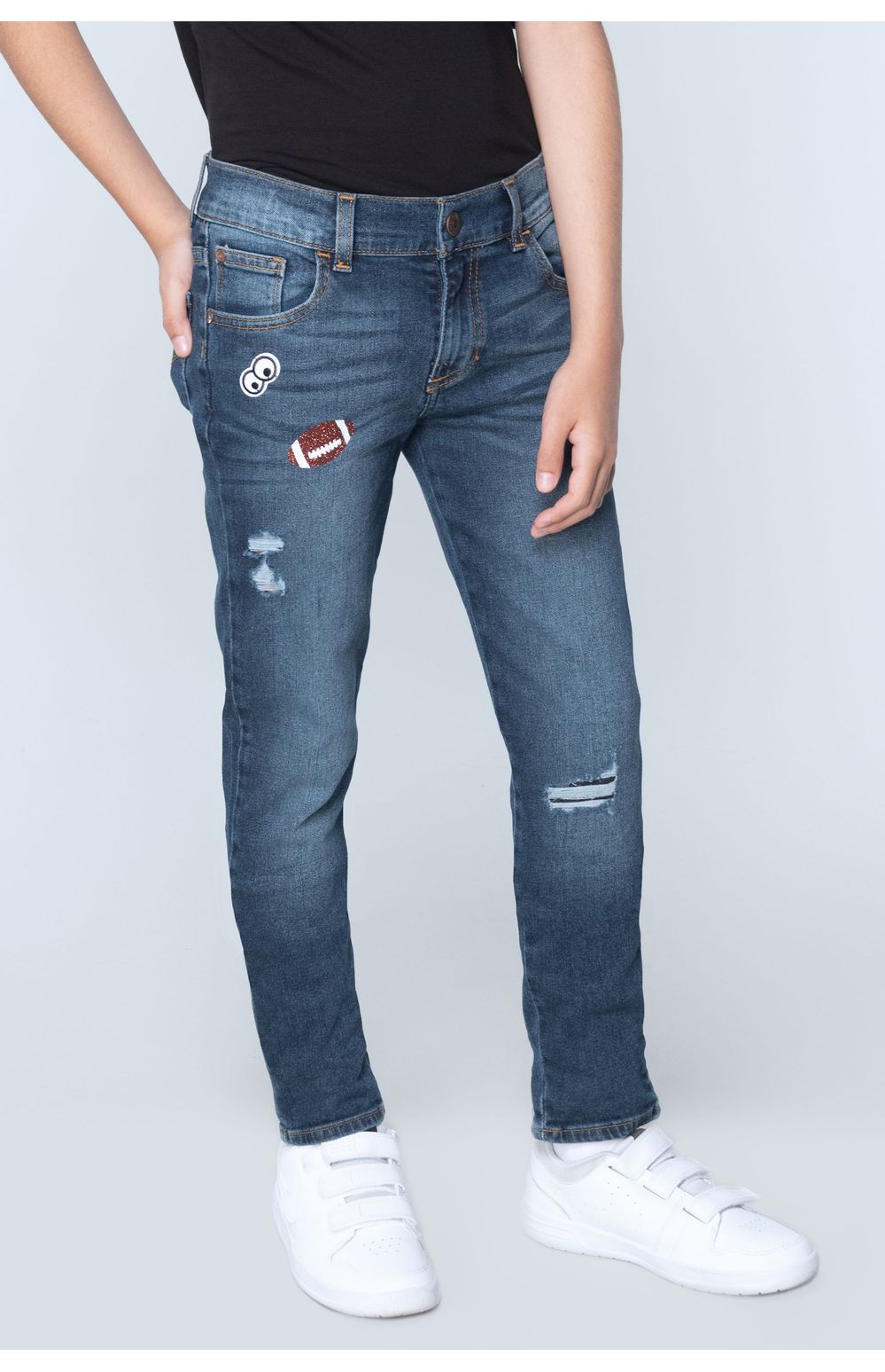 Jeans Oggi Niño Mezclilla Azul Medio Risk 2143106 Skinny