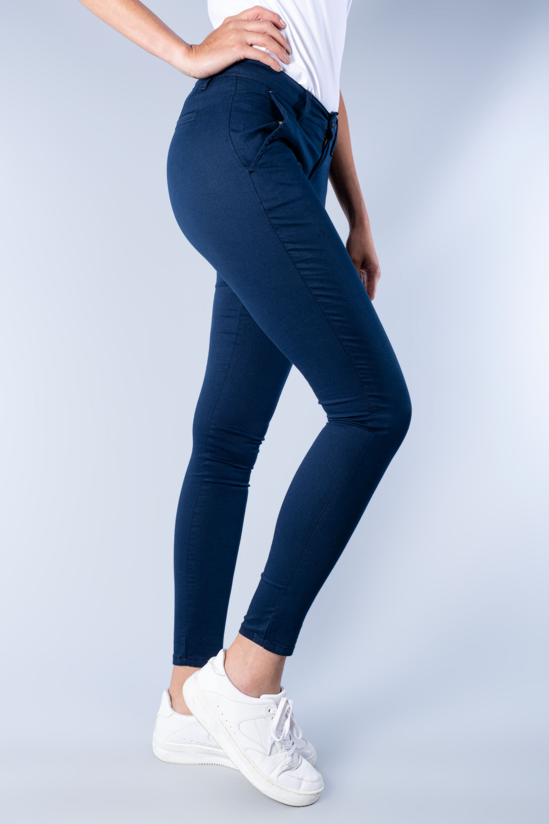 Pantalón Chinos Skinny Oggi - Moda para Mujer Gabardina Azul Oscuro 68259