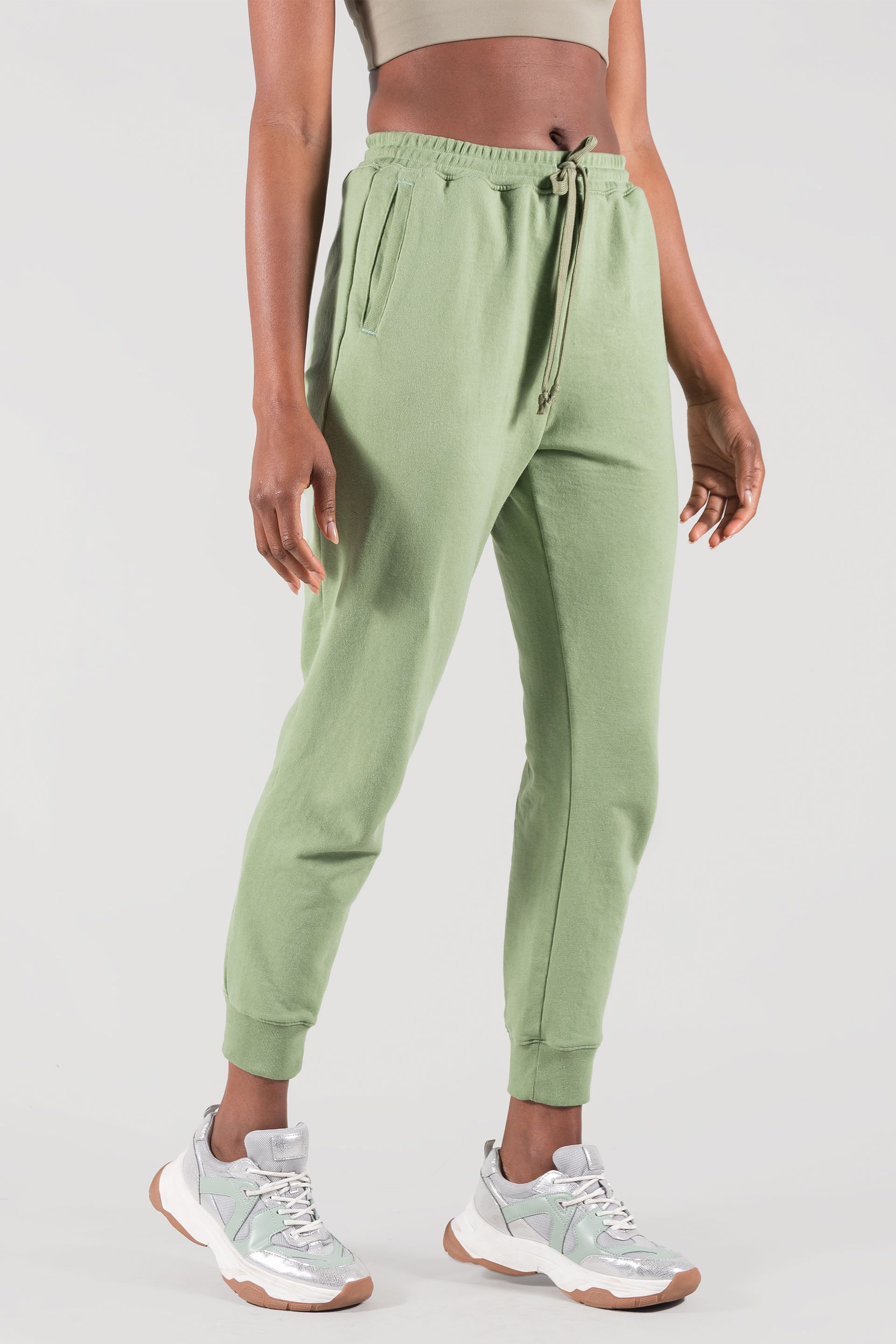 Pants - Moda Oggi para Mujer Felpa Verde Claro Slim
