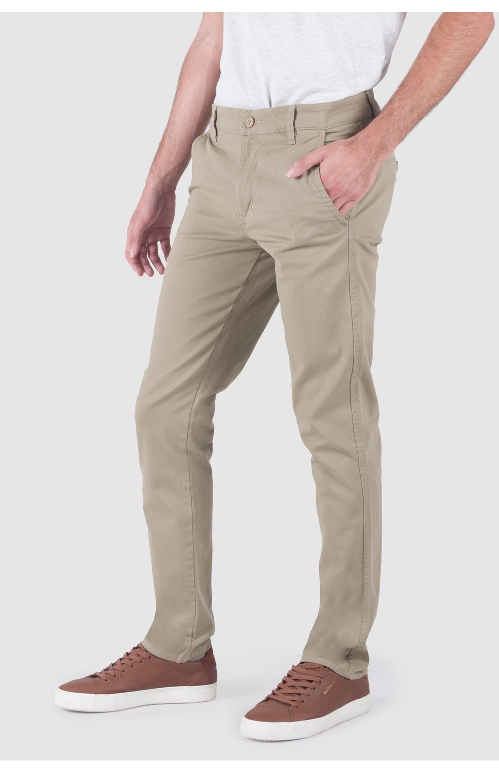 Pantalón Chinos Oggi Hombre Gabardina Khaki 30794 Slim