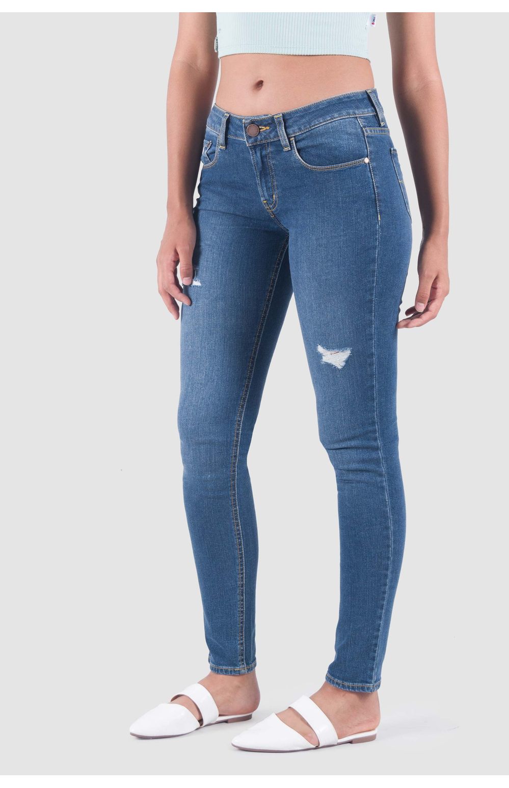 Jeans Oggi Mujer Mezclilla Vintage Carol 2212106 Súper Skinny