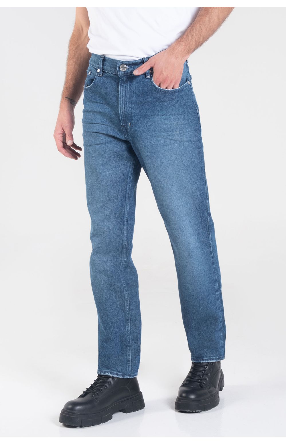 Jeans Oggi Hombre Mezclilla Azul Medio Power 2221101 Straight