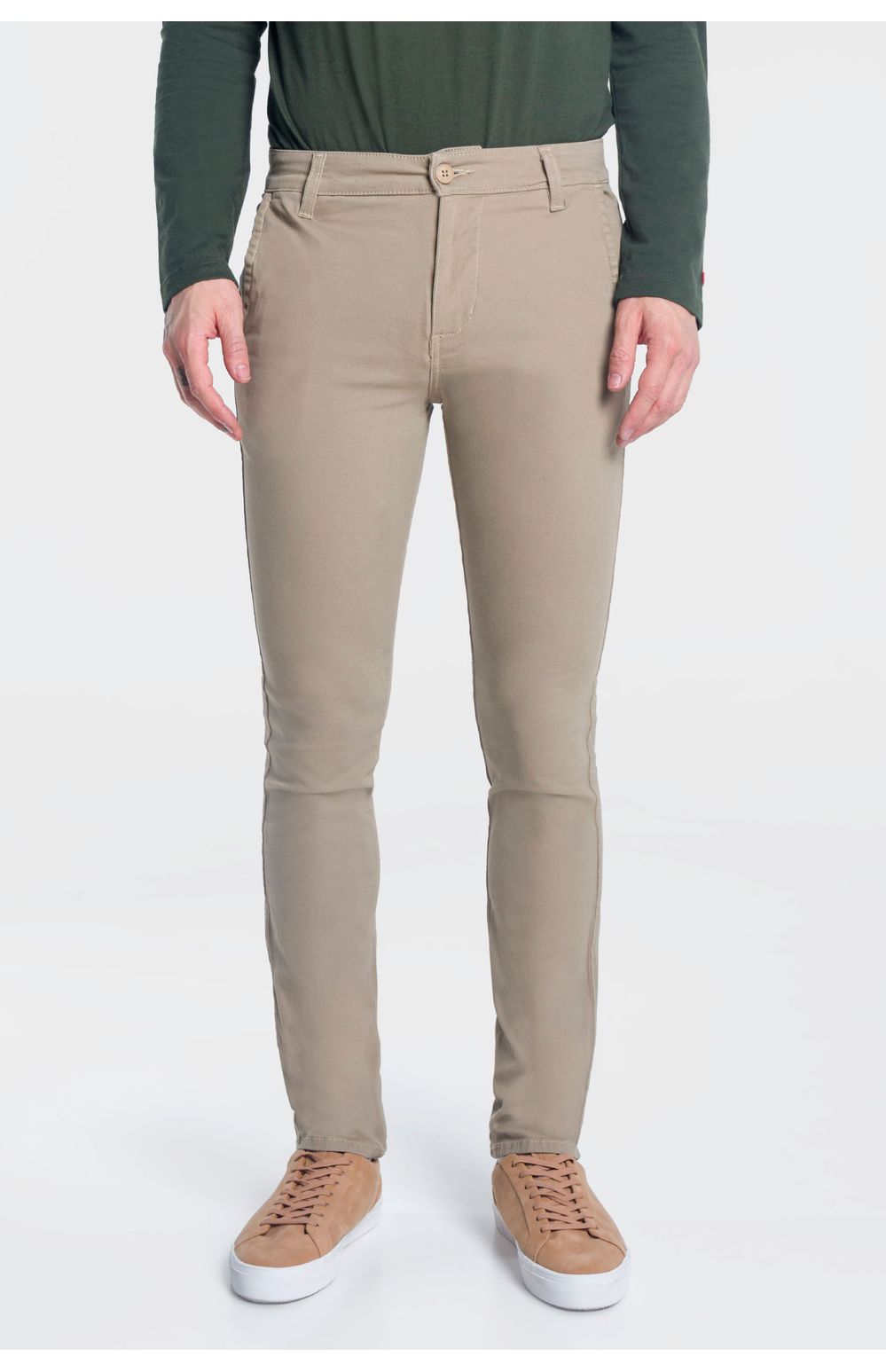 Pantalón Chinos Oggi Hombre Gabardina Khaki 83748 Skinny
