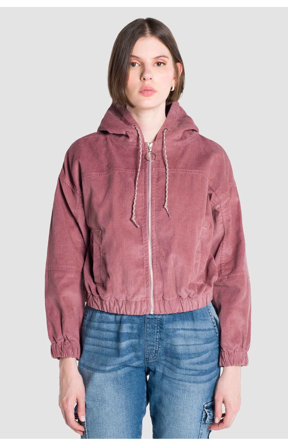 Chamarra Oggi Mujer Pana Rosa 2242603 Regular