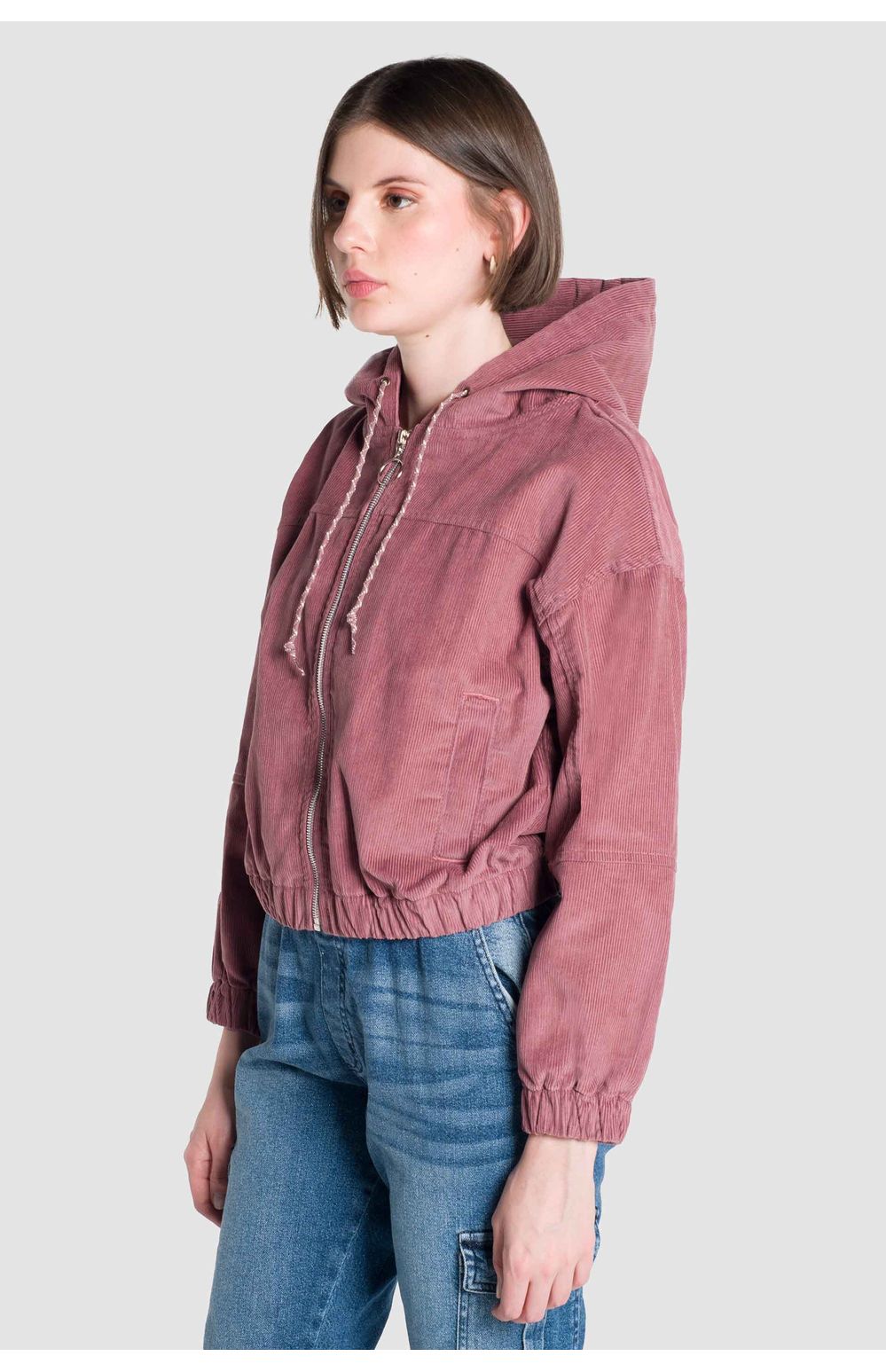 Chamarra Oggi Mujer Pana Rosa 2242603 Regular