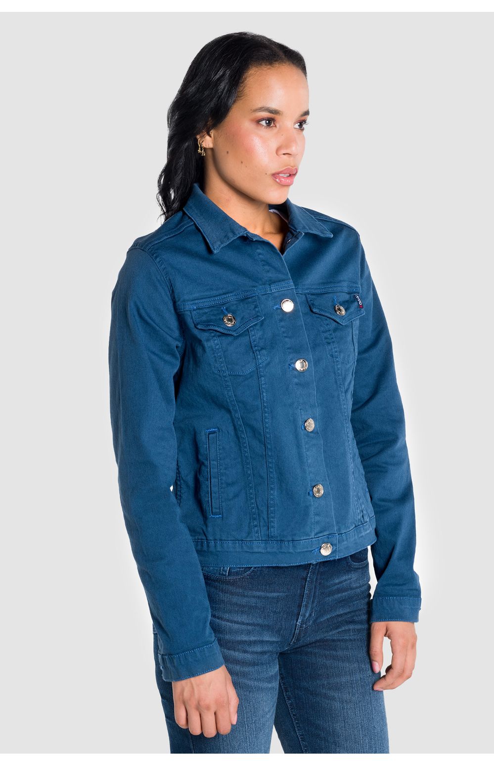 Chamarra Oggi Mujer Gabardina Azul 78453 Slim