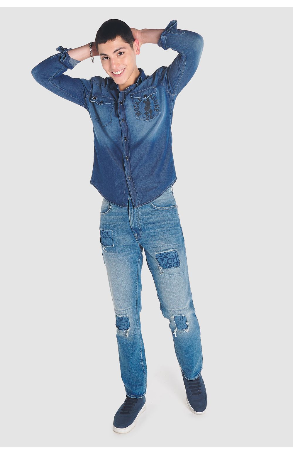 Camisa Vaquera Oggi Disney Hombre Mezclilla Azul Medio D2241300 Slim