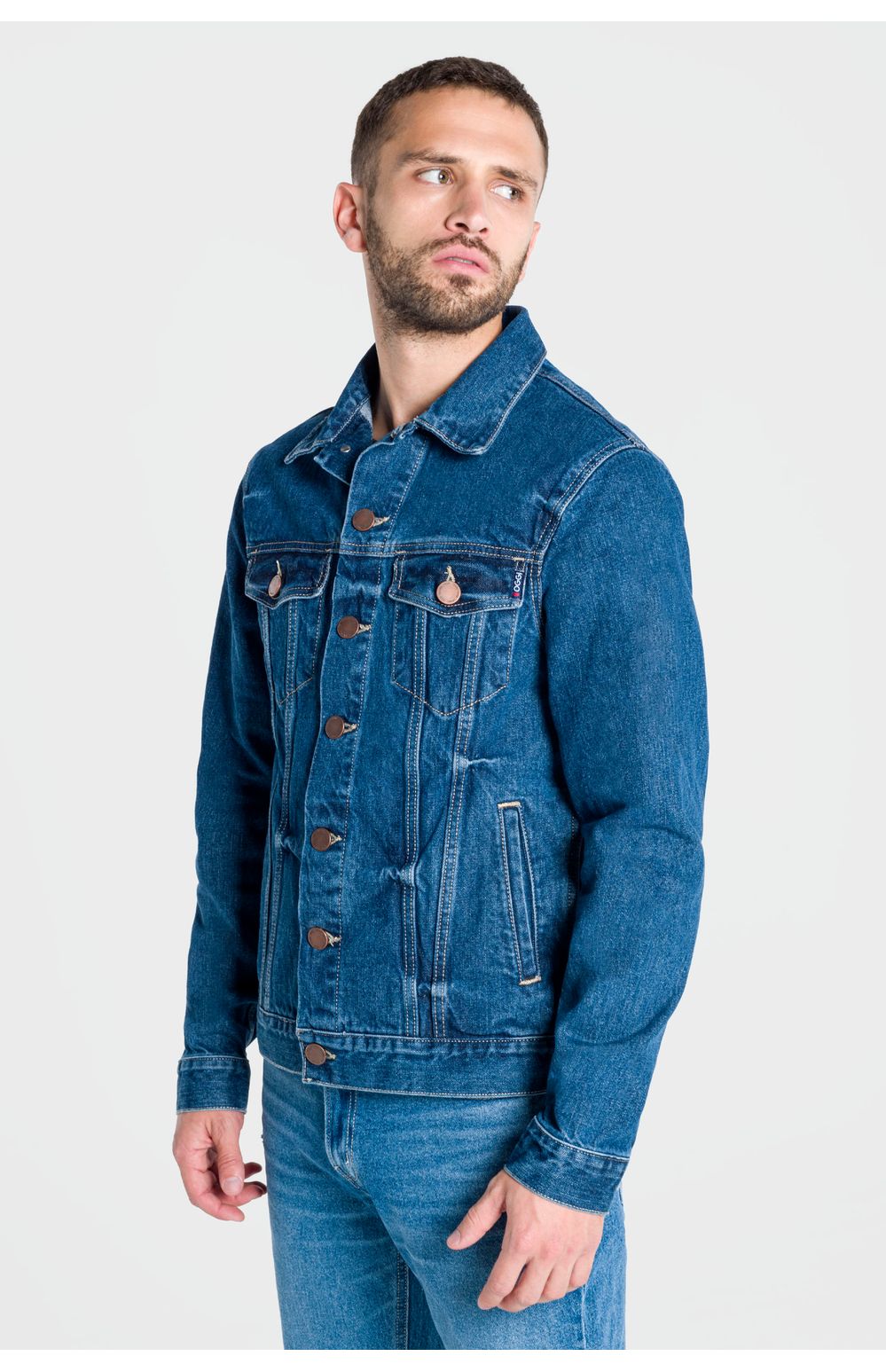 Chamarra Vaquera Oggi Hombre Mezclilla Azul Medio 2241600 Slim