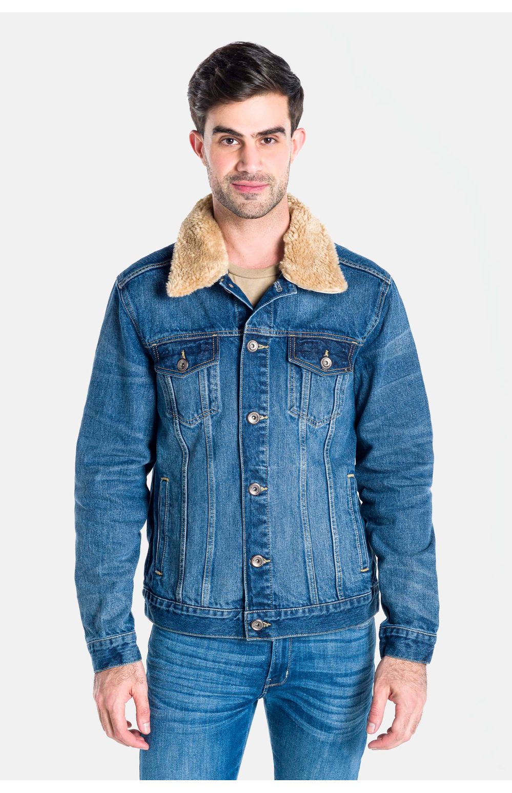Chamarra Vaquera Oggi Hombre Mezclilla Azul Medio 2241605 Slim