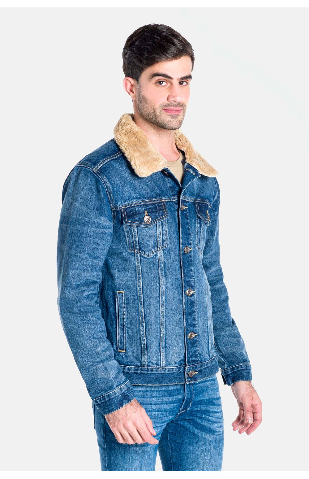 Chamarra Vaquera Oggi Hombre Mezclilla Azul Medio 2241605 Slim