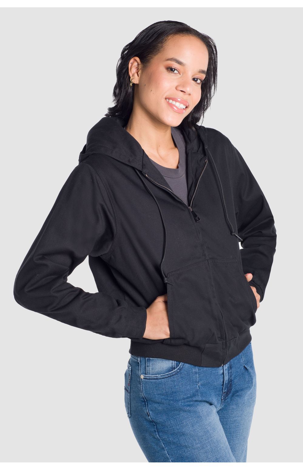 Chamarra con Gorro Oggi Mujer Gabardina Negra 2242604 Regular