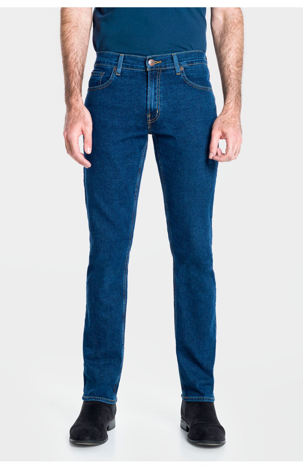 Jeans Oggi Hombre Mezclilla Azul Medio Vaxter 75489 Slim Straight