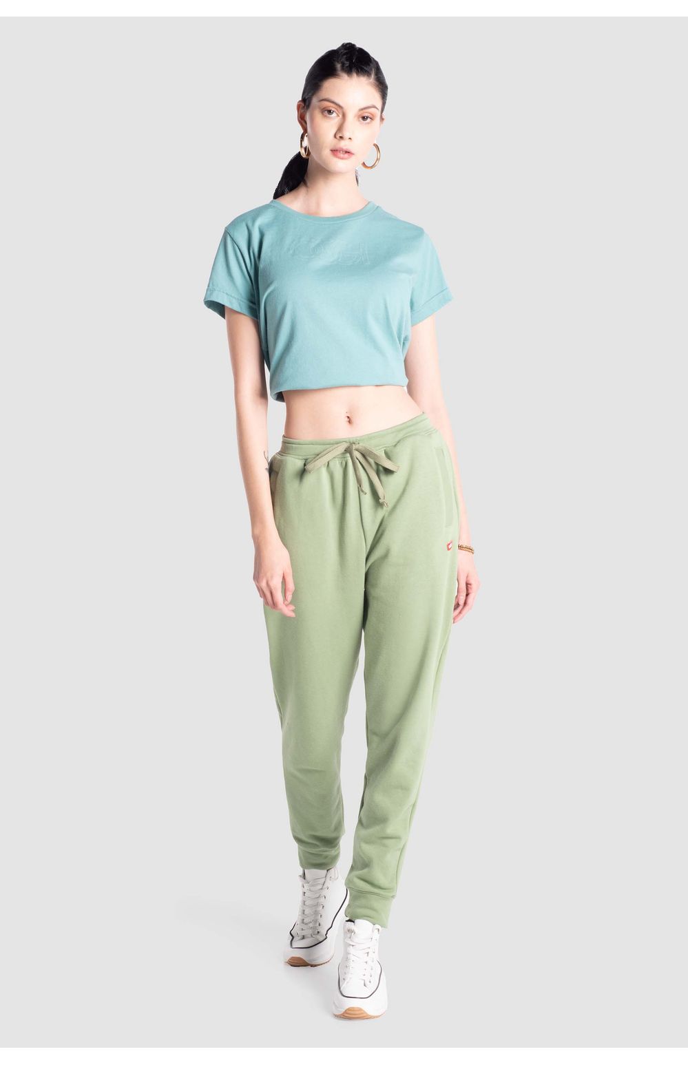 Pants Oggi Mujer Felpa Verde Claro 83056 Slim