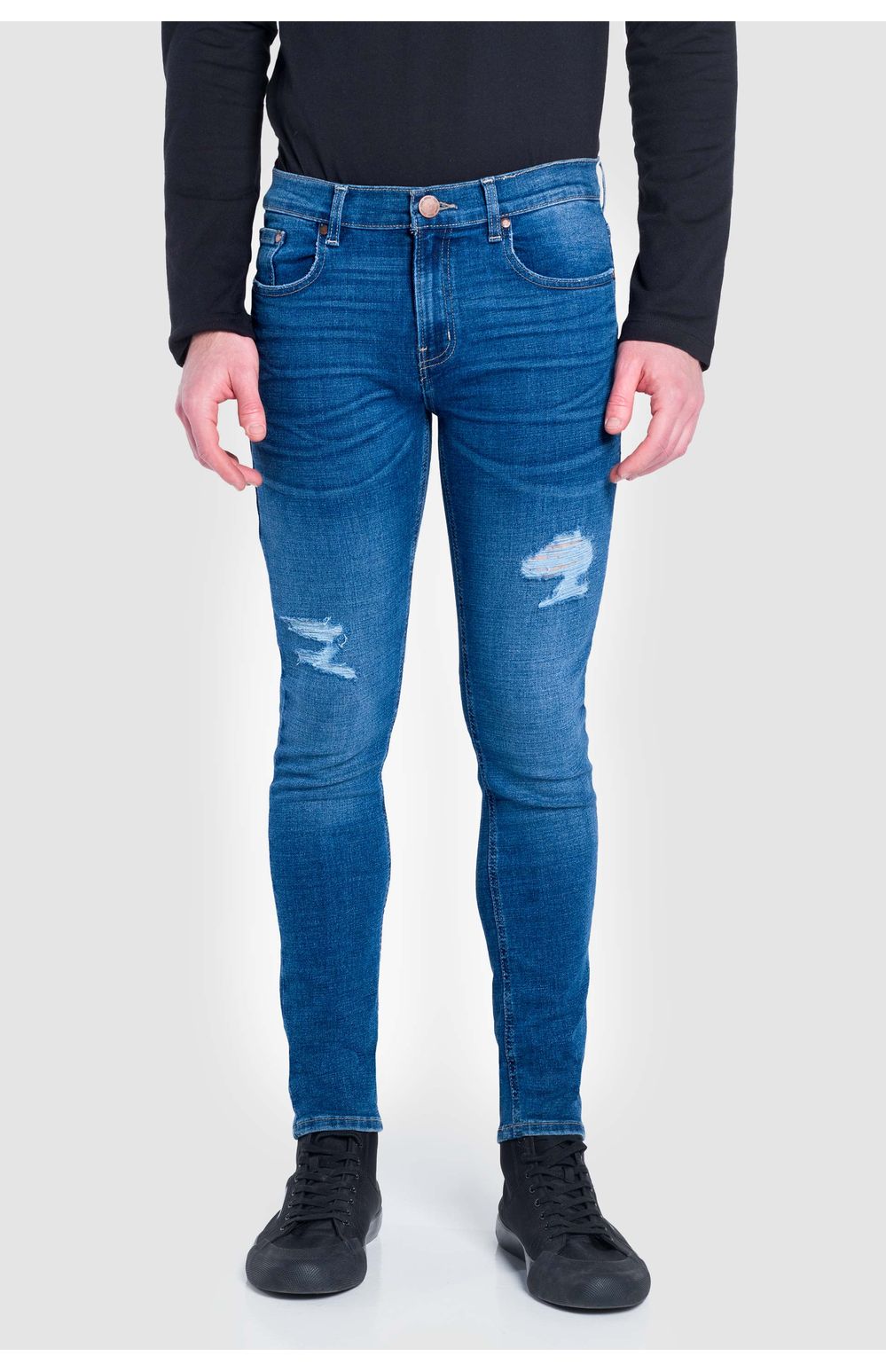 Jeans Oggi Hombre Mezclilla Azul Medio Risk 2241117 Skinny