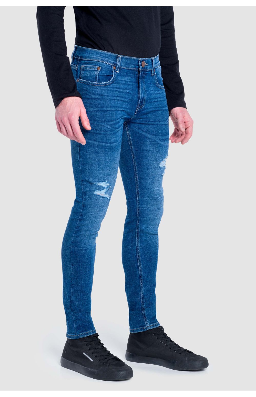 Jeans Oggi Hombre Mezclilla Azul Medio Risk 2241117 Skinny