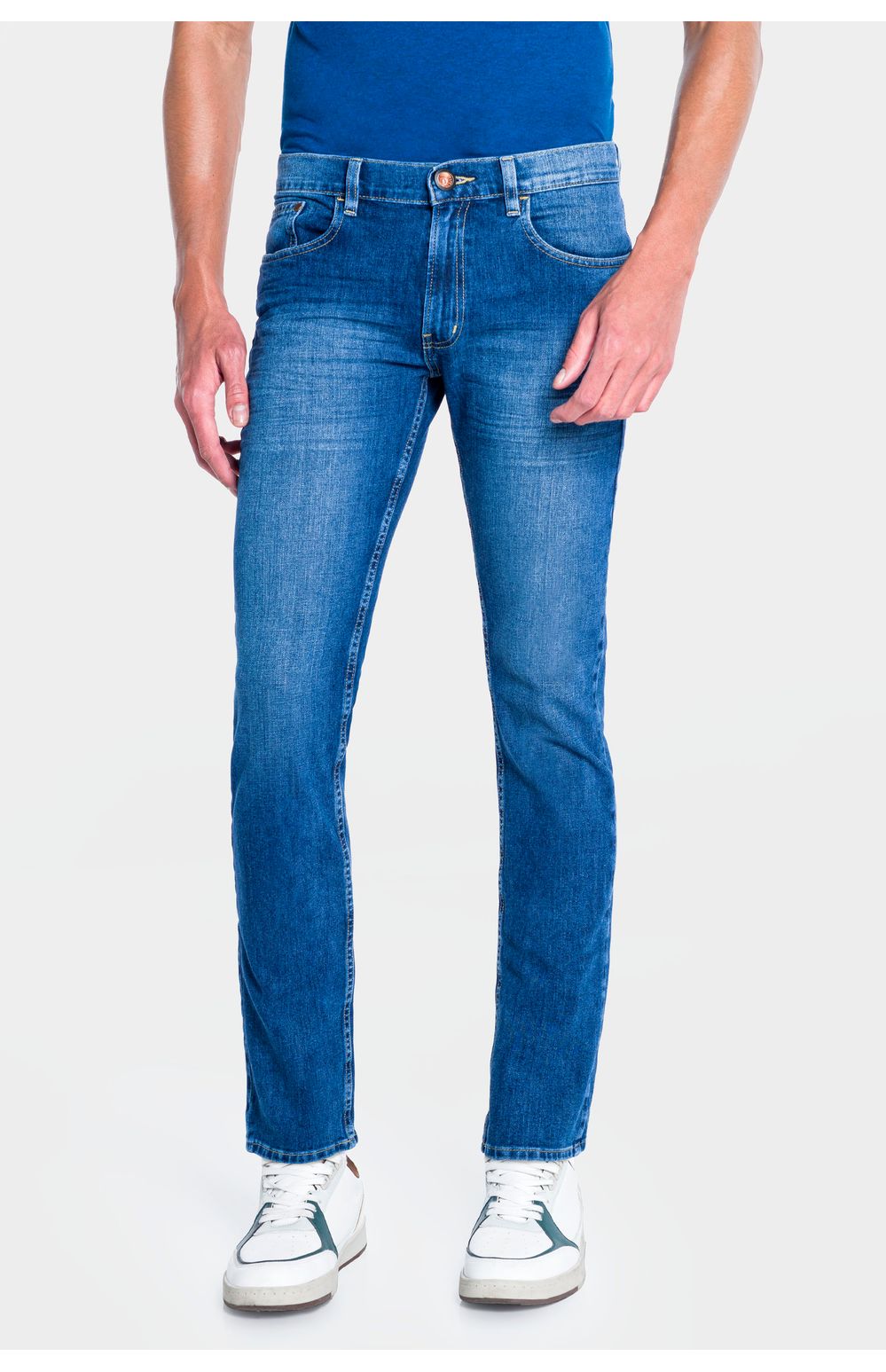 Jeans Oggi Hombre Mezclilla Azul Medio Iron 2311113 Slim
