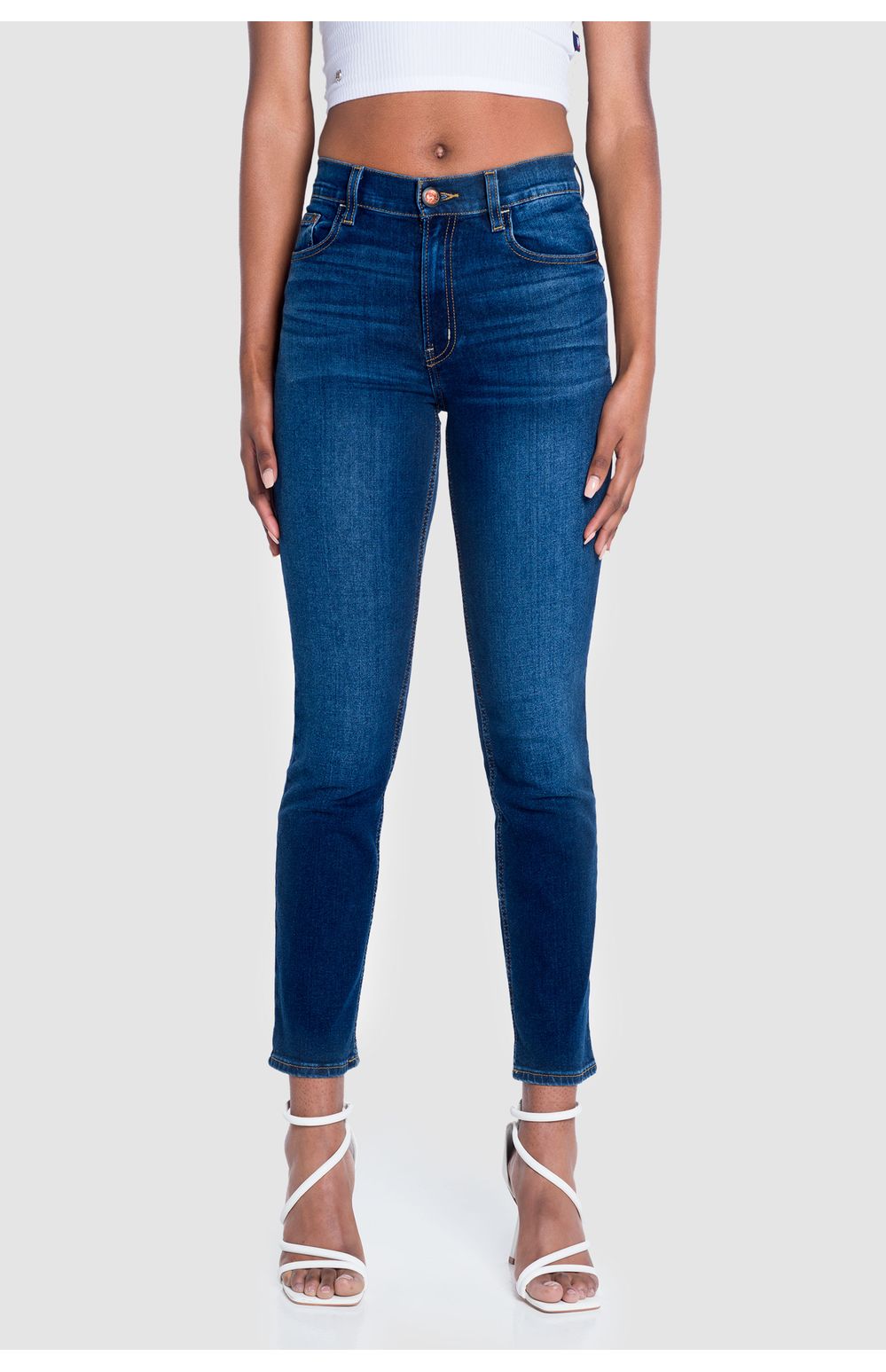 Jeans Oggi Mujer Azul Medio Mezclilla Atraction 2312100 Straight