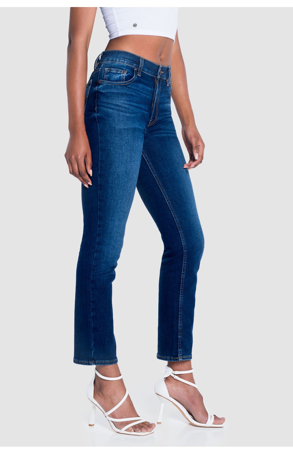 Jeans Oggi Mujer Azul Medio Mezclilla Atraction 2312100 Straight