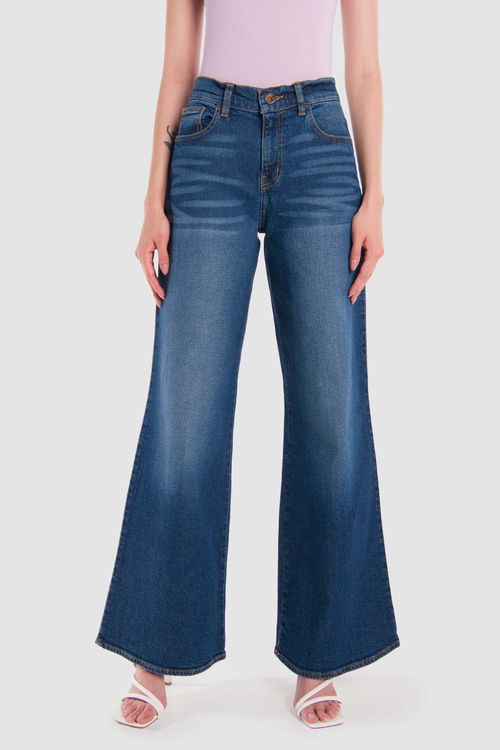 Jeans Palazzo Oggi Mujer Mezclilla Azul Claro 2312137 Wide Leg