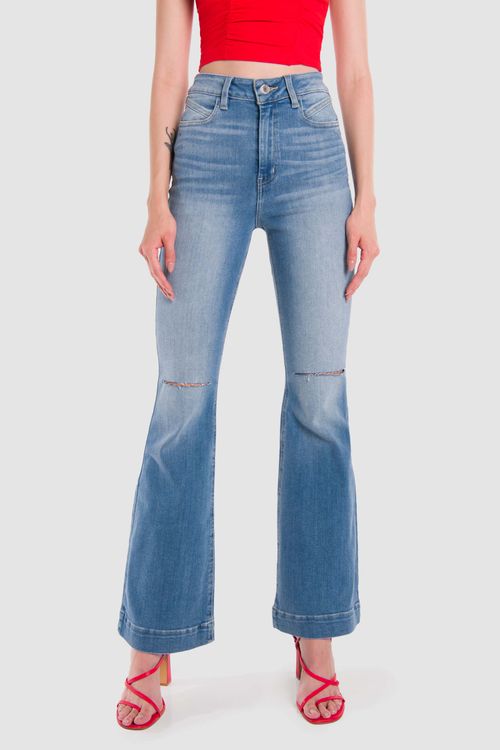 Jeans Oggi Mujer Mezclilla Azul Claro Ruby 2312132 Acampanado