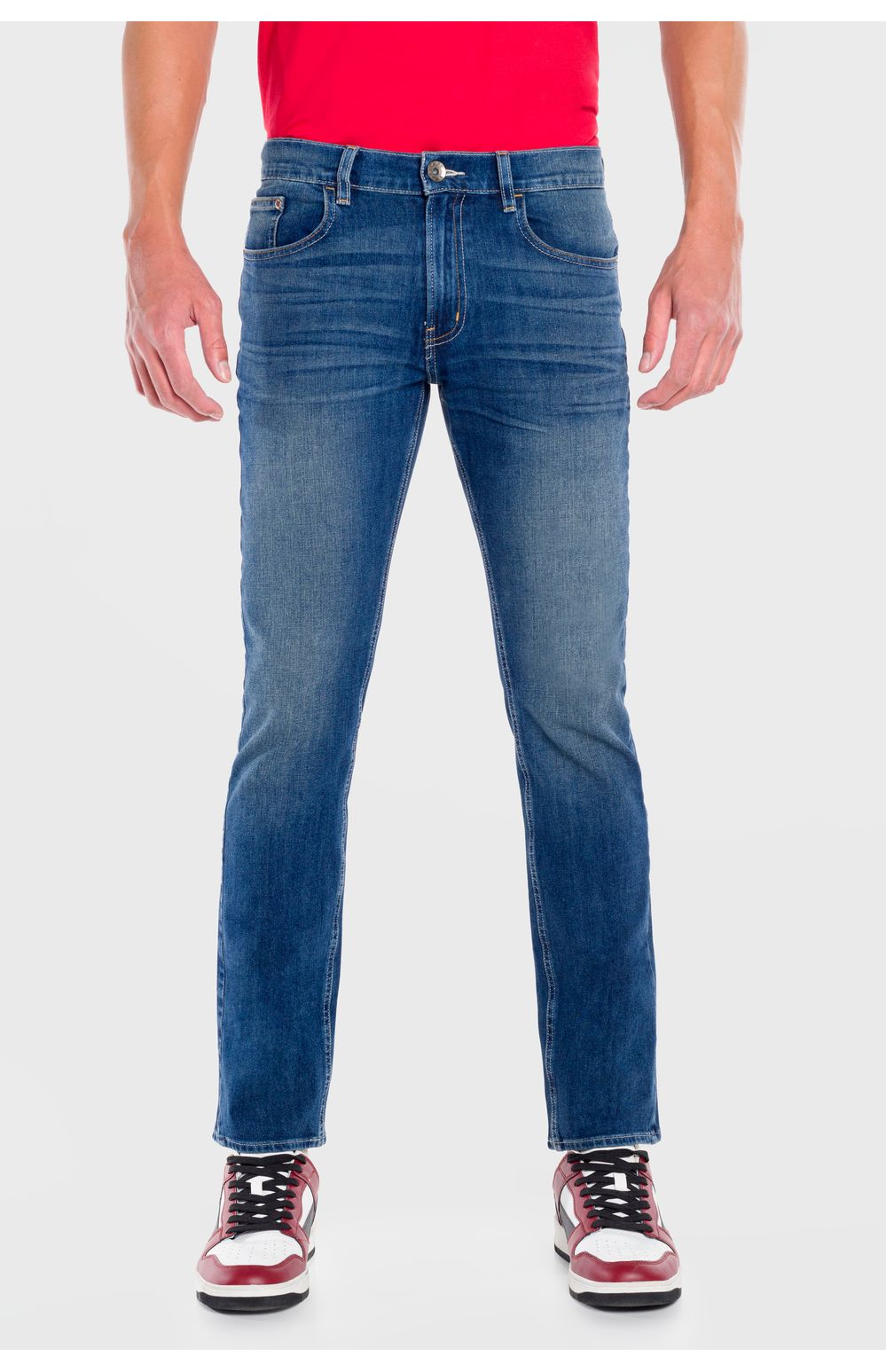 Jeans Oggi Hombre Mezclilla Azul Medio Iron 2311114 Slim