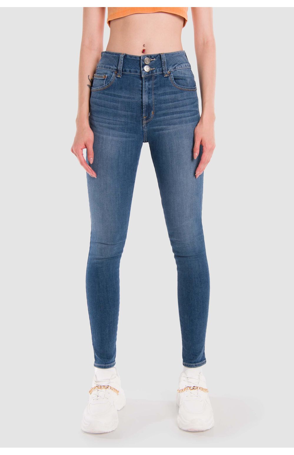 Jeans Oggi Mujer Mezclilla Azul Medio Katia 2312104 Súper Skinny