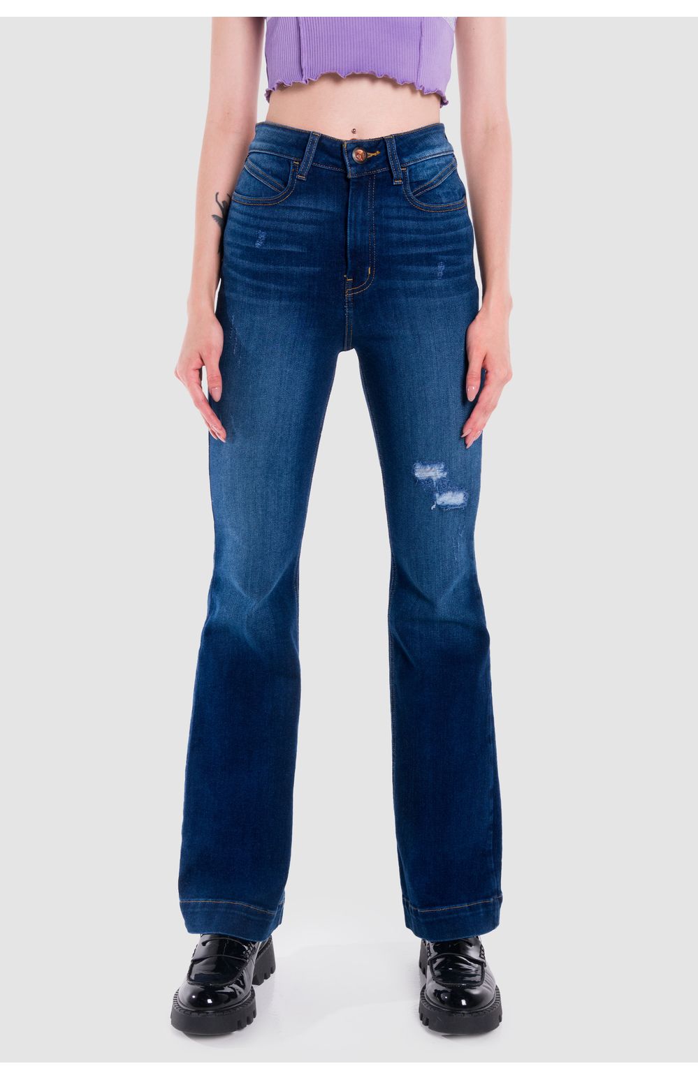 Jeans Oggi Mujer Mezclilla Azul Oscuro Ruby 2312130 Acampanado