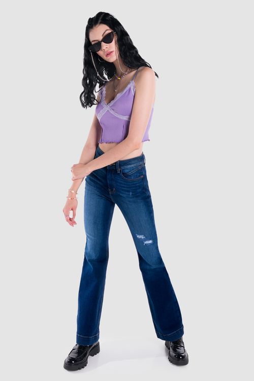 Jeans Oggi Mujer Mezclilla Azul Oscuro Ruby 2312130 Acampanado
