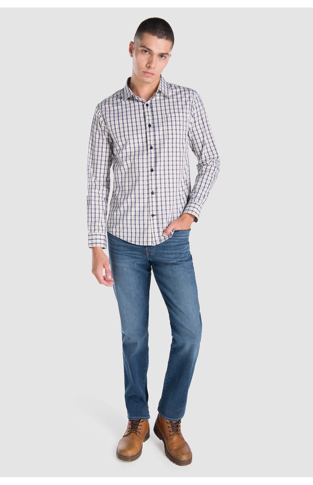 Camisa Moda Oggi Hombre Popelina Multicolor Cuadros 2311313 Slim