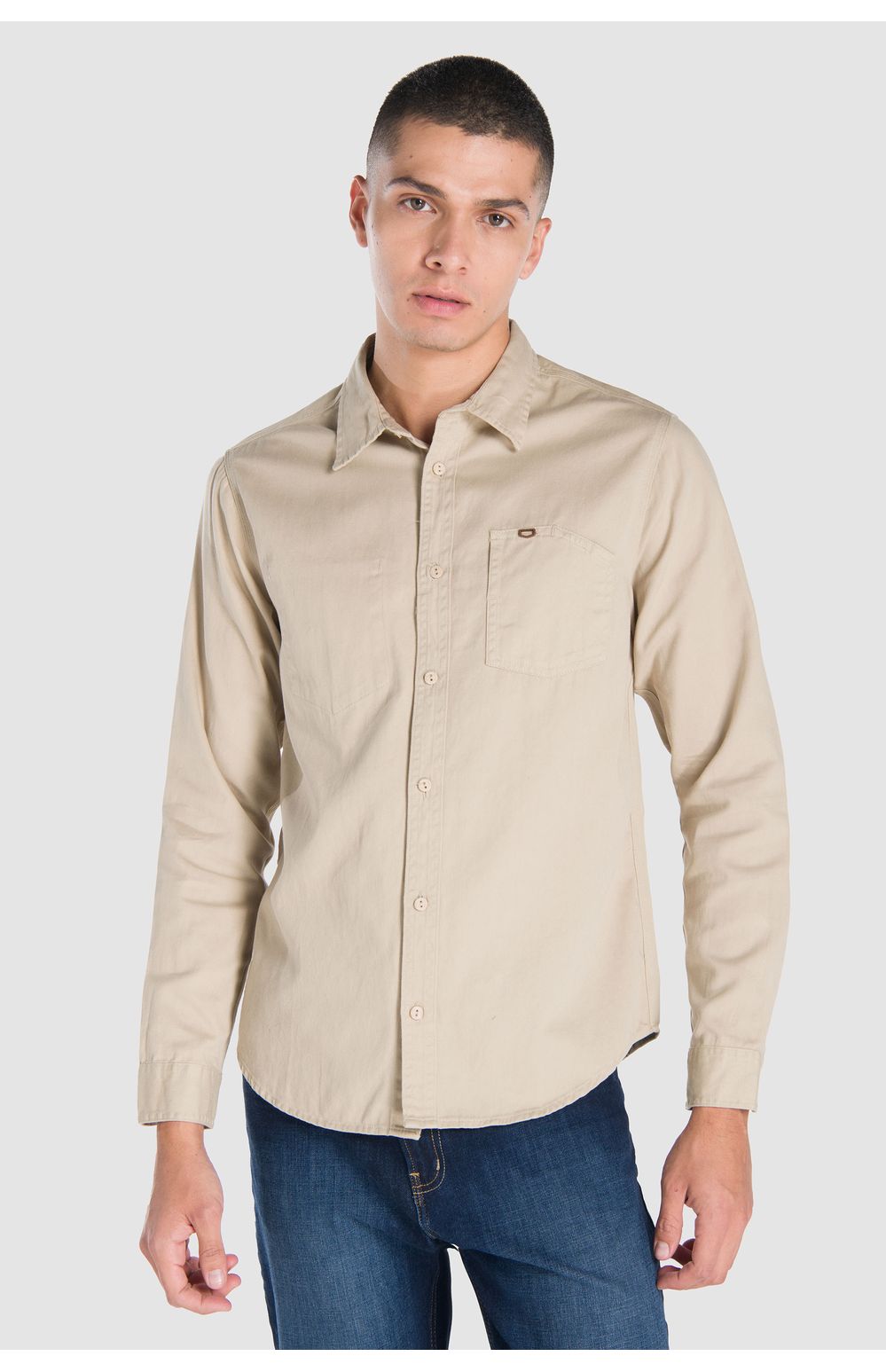 Camisa Moda Oggi Hombre Popelina Beige 2311320 Slim