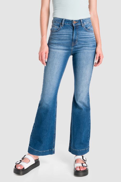 Jeans Oggi Mujer Mezclilla Azul Medio Ruby 2312146 Acampanado